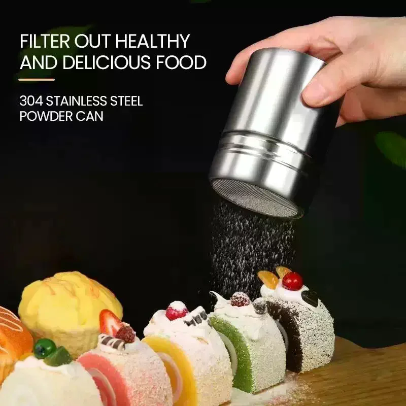 Powder Sugar Shaker With Lid Stainless Steel Sprinkle Chocolate Cocoa Flour Kitchen Tools Dust