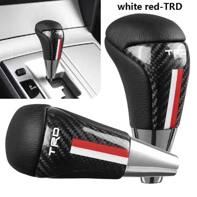 New leather shift knob universal carbon fiber manual gear shift knob fashion shifter lever cool gearstick car interior parts