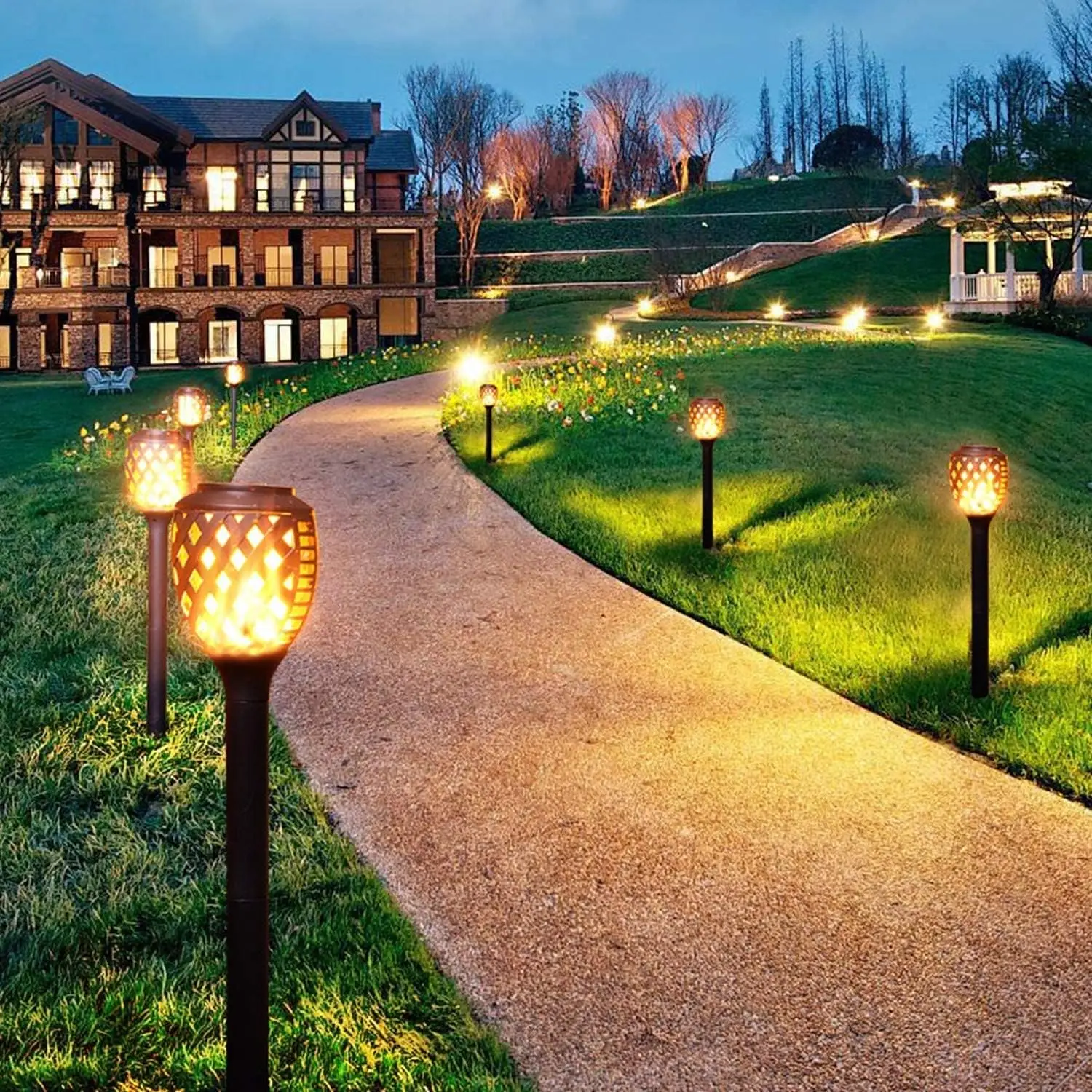 

8-Piece Solar Lights, Outdoor Water-Resistant Flickering Flames Torch Light, Landscape Decoration Lighting