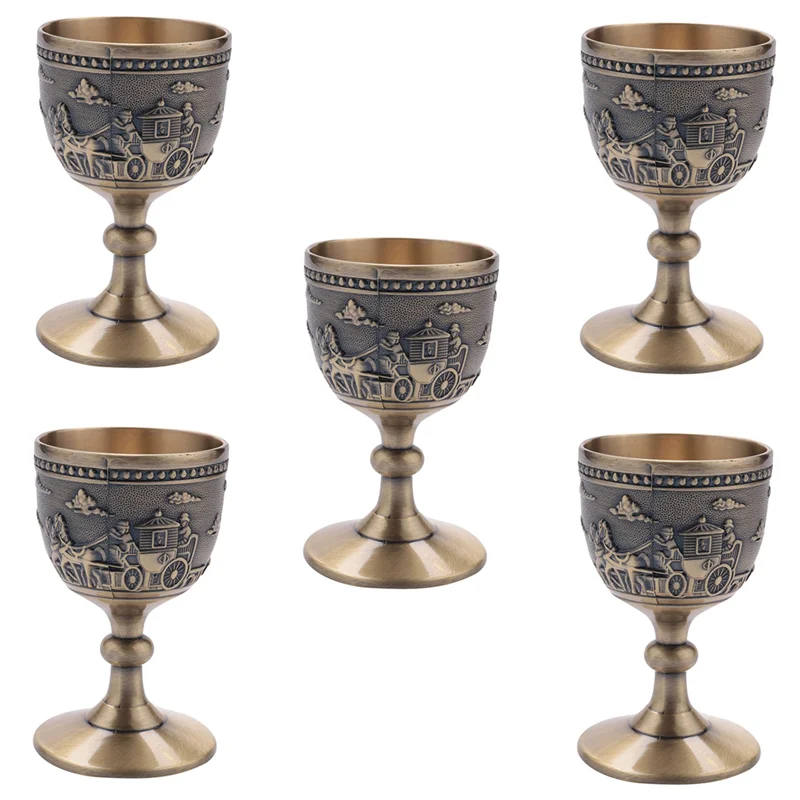 ABXF-5X クラシックメタルワインカップ手作り小さなゴブレット家庭用銅ワイングラス彫刻パターン