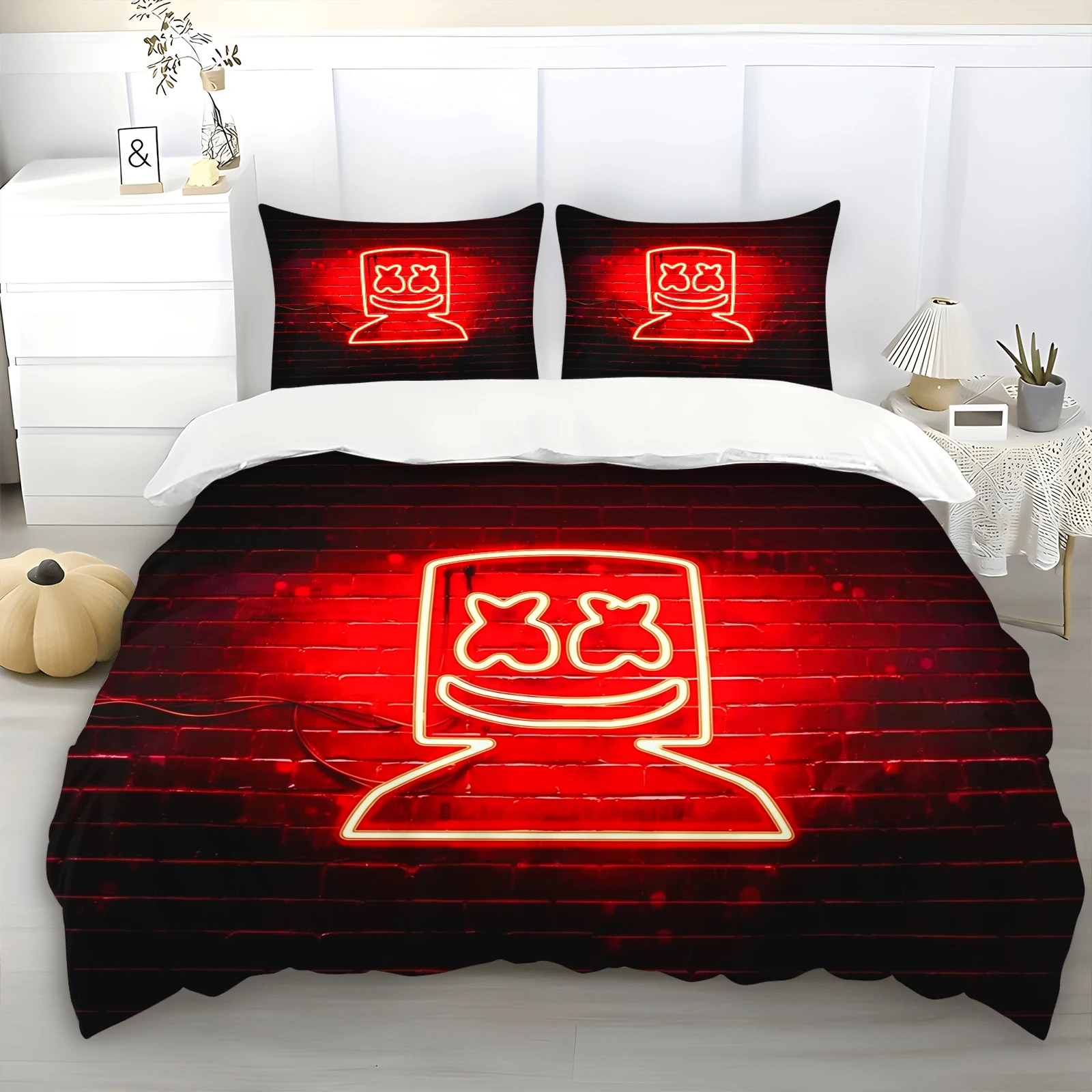 Luxury New 3D Print Marshmallow DJ Bedding Set Duvet Cover Bed Set Quilt Cover Pillowcase king Queen Size Boys Adult Bedding Set