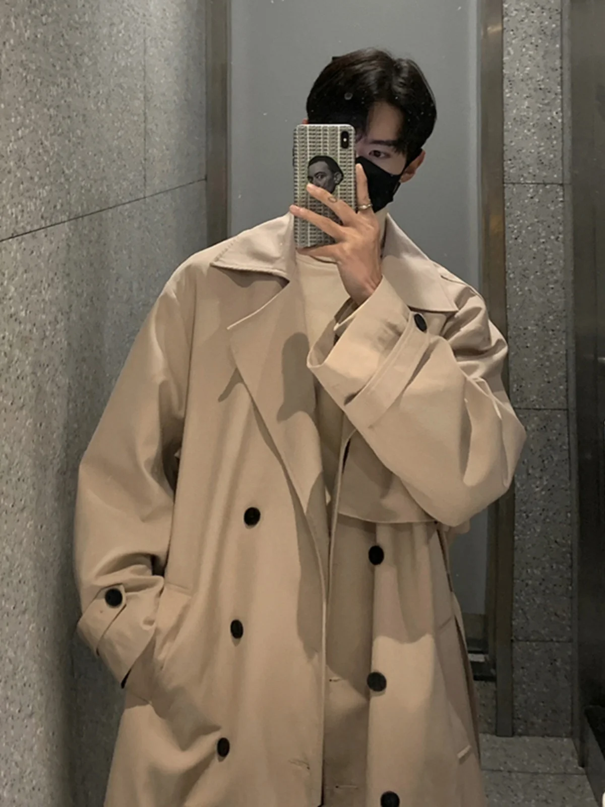 

German Sle Men's Civilian Coat Double Row Buttons Versatile Casual Outerwear Spring Autumn High End Feel Korean System