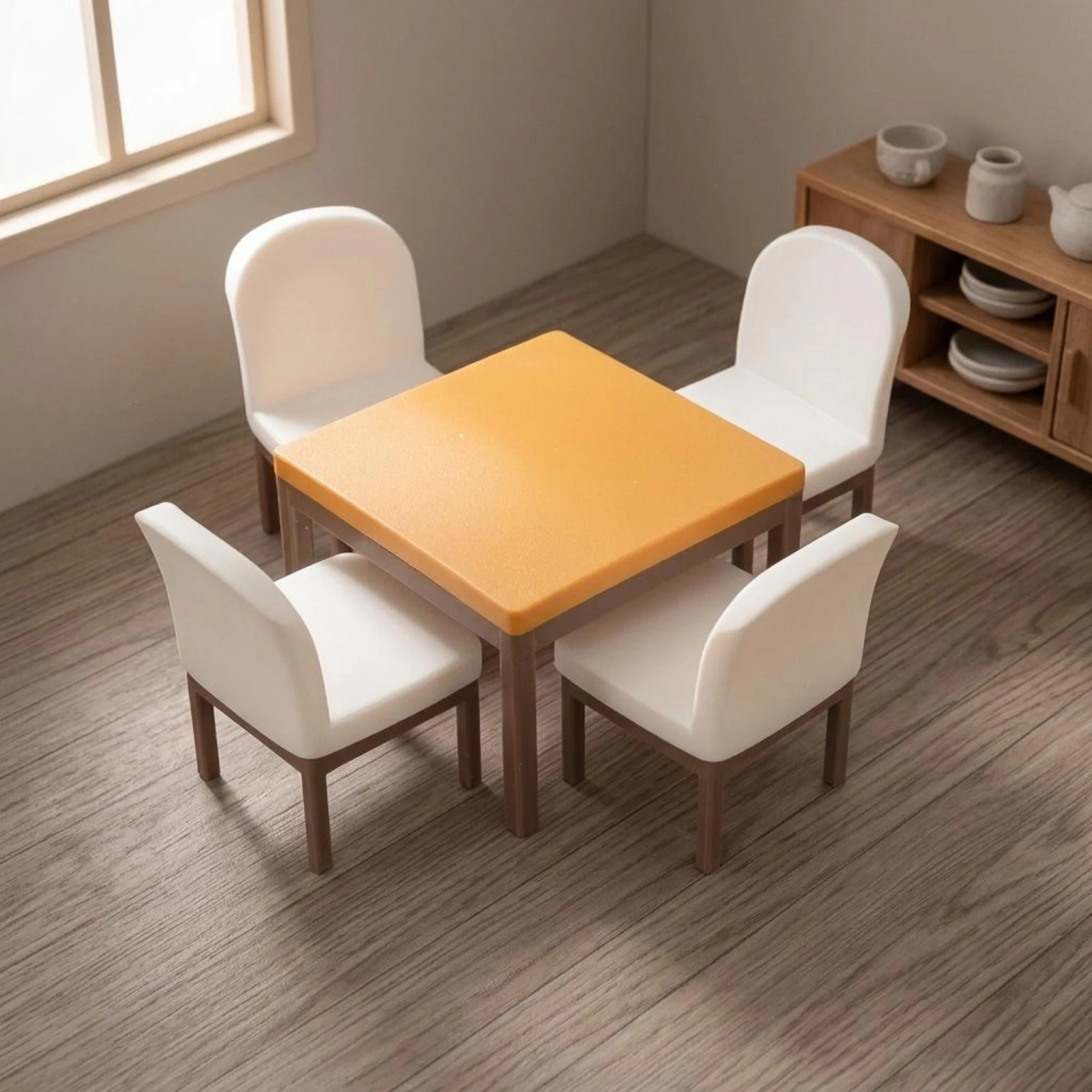 5 Pieces Dollhouse Dining Room Set Decorative Accessory Dollhouse Dining Furniture Set Miniature Table and Chairs No Assembly