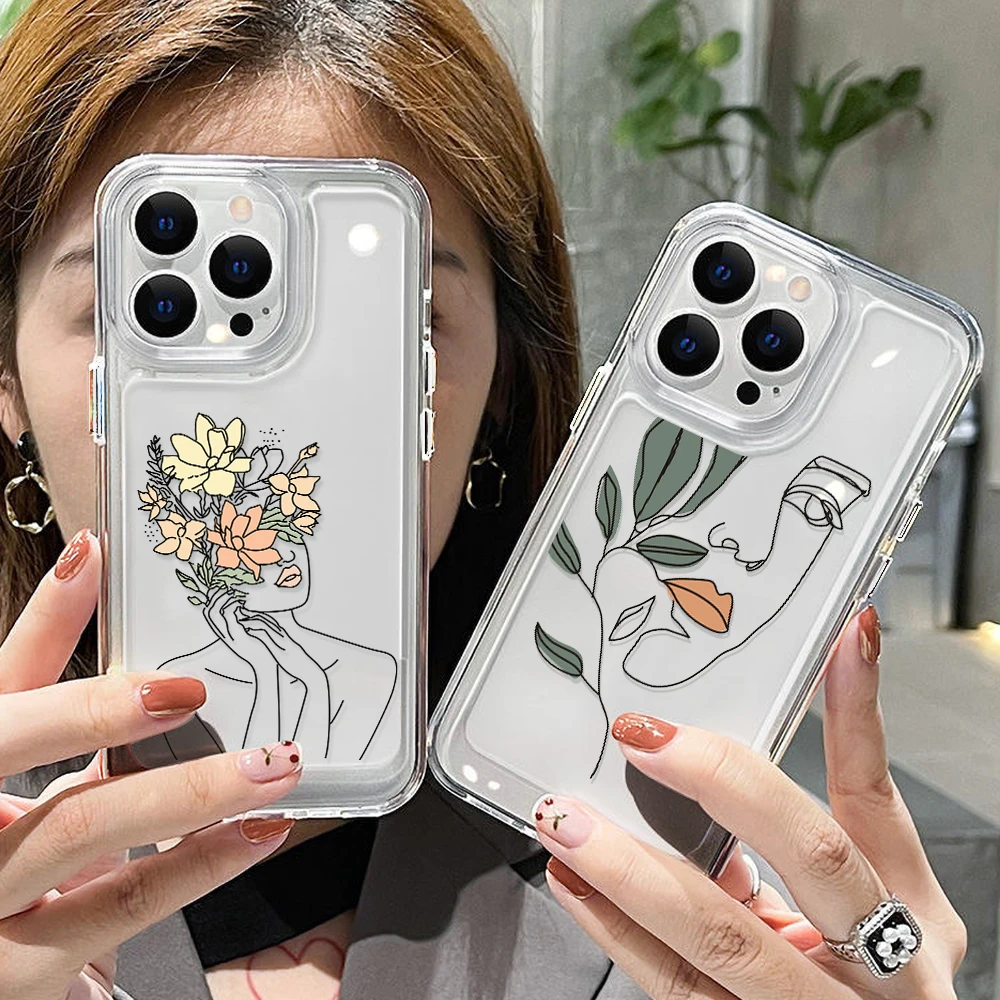 Case For Iphone11 Cases For Iphone 14 12 11 13 15 16 Pro Max X XR XS Max 7 8 14 Plus SE 2020 Woman Flower Shockproof Soft Cover