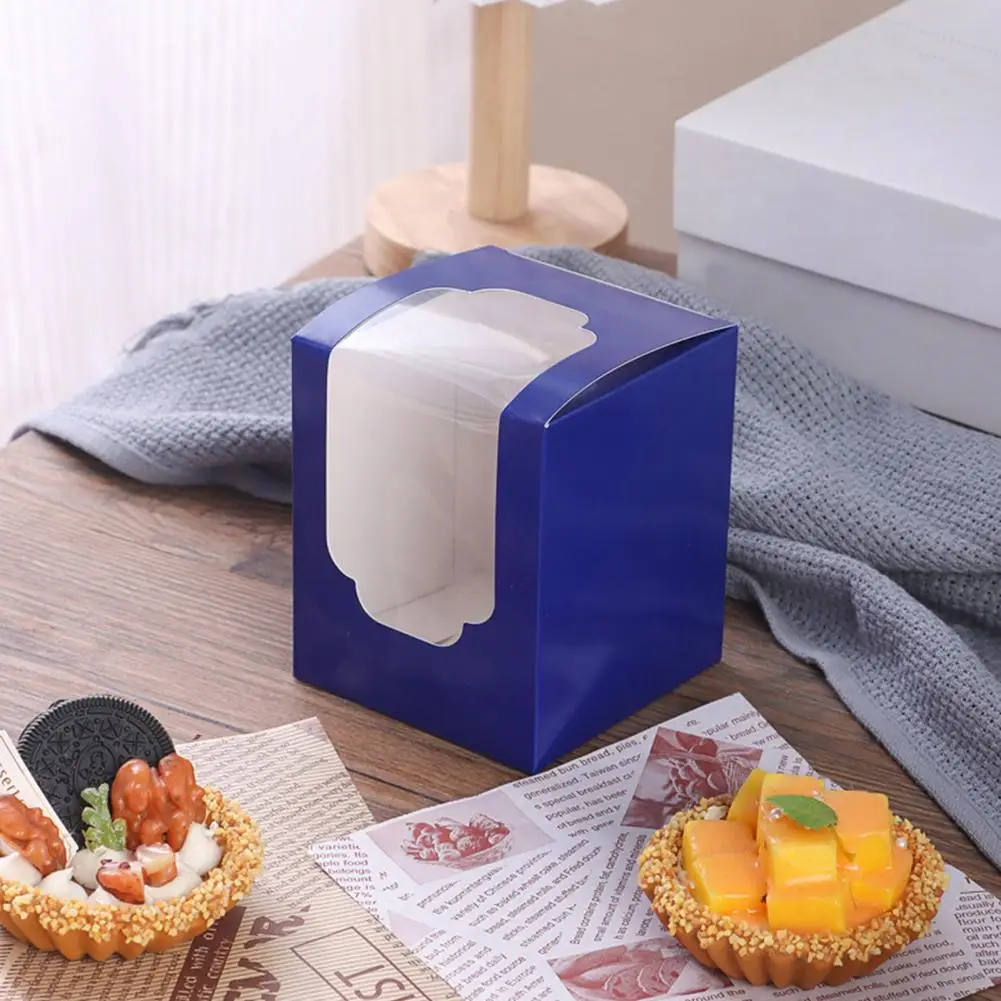 10Pcs Individual Cupcake Boxes with Inserts Stackable Cupcake Holders Food Grade Cupcake Containers with Window Cake Carrier