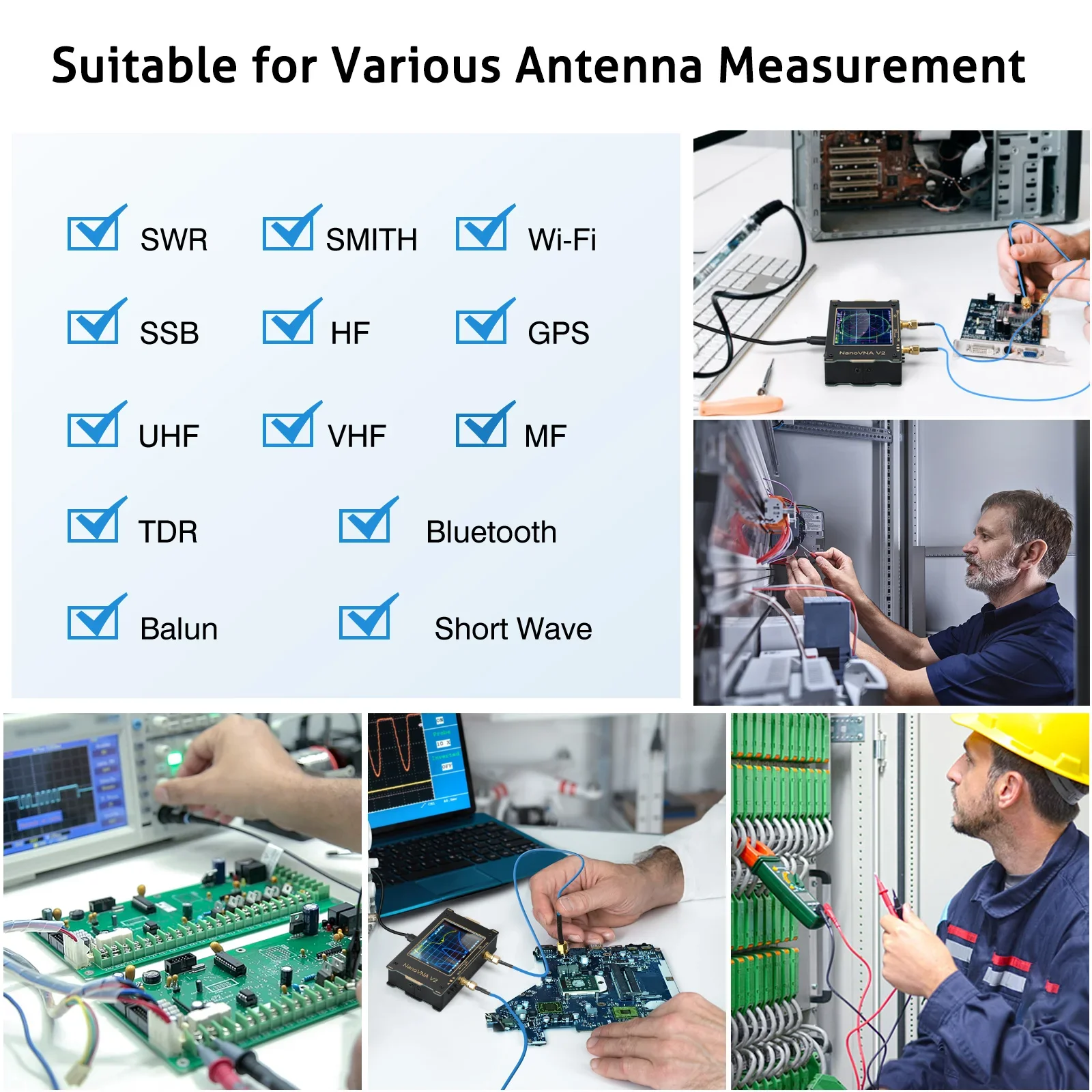 Imagem -06 - Nanovna-vector Network Analyzer Antena Analyzer Saa-v2 10khz3ghz hf Vhf Uhf Antena 3.2 Touchscreen com Case Measuring Duplexer