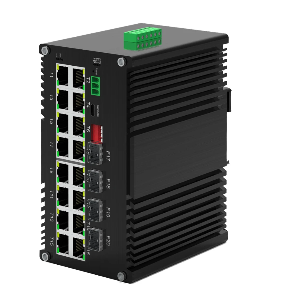 محول PoE مُدار 16 منفذ 10/100/1000T 802.3at + 4 منافذ 1000X SFP Din Rail Industrial 16 Port 1000mbps جيجابت إيثرنت Switch #2