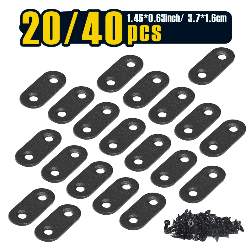 20/40 Pcs Straight Brace, Flat Brace 1.46” x 0.63”, Stainless Steel Straight Bracket, Mending Joining Plates for Wood, Board