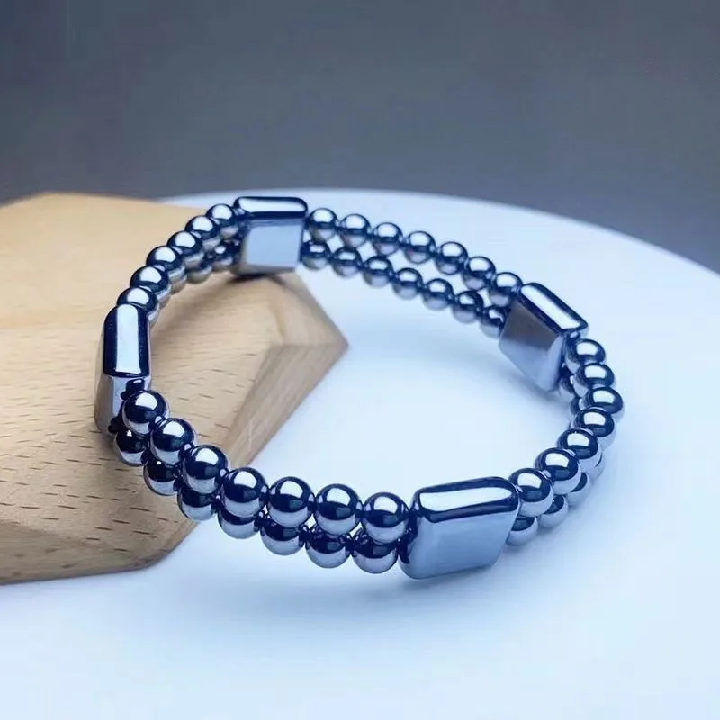 

Natural Terahertz Double-layer Square Hand Bracelet, Fashionable and Versatile Classic Unisex Hand Row