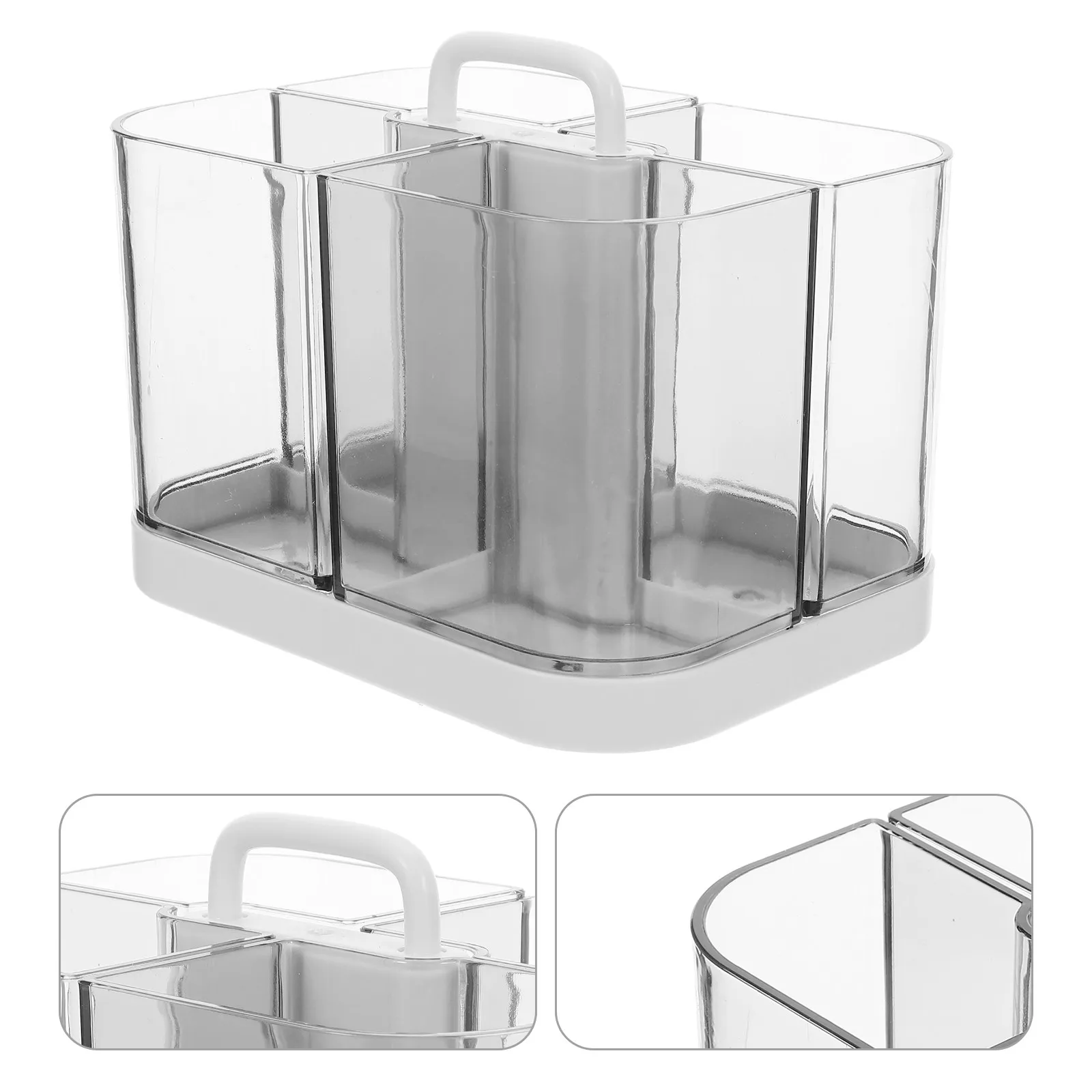

Transparent Stackable Desk Organizer with Removable Compartments Portable Pen Pencil Holder Large Capacity Storage for Office
