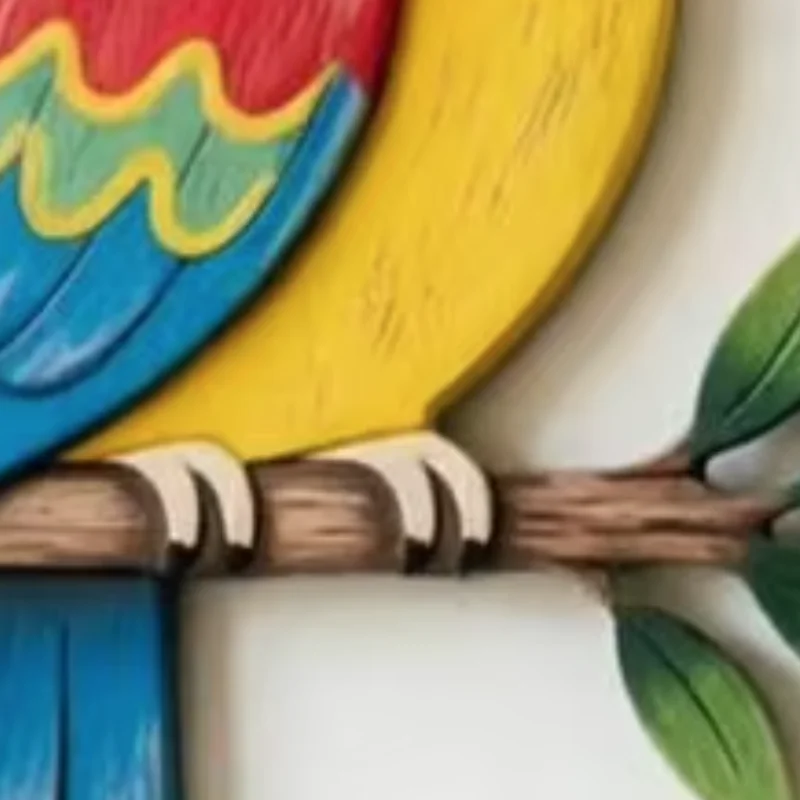 

2 Pcs Wooden Parrot Wall Art Hand-carved Nature-inspired Wall Decor Lifelike Bird Hanging Sculpture for Home Bedroom Office