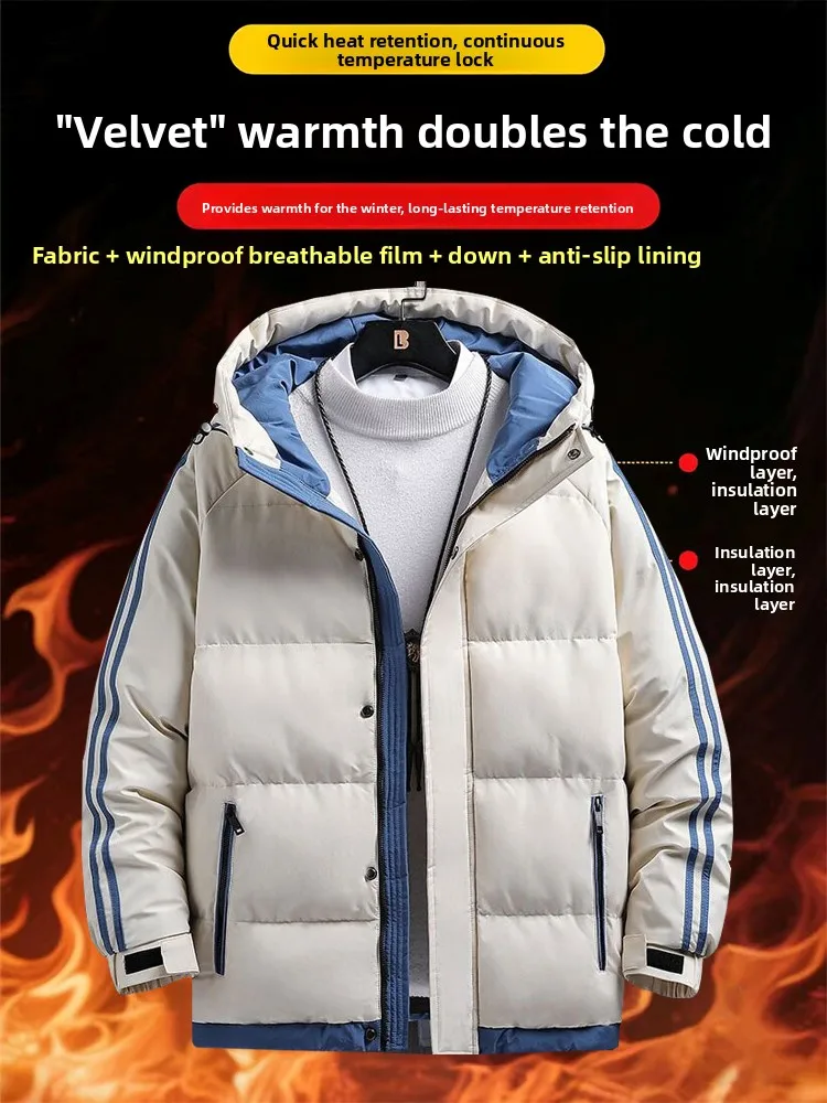 

Мужская зимняя теплая хлопковая куртка с капюшоном и пухом Jaet Faion Urban Sle Long Sve на молнии из полиэстера