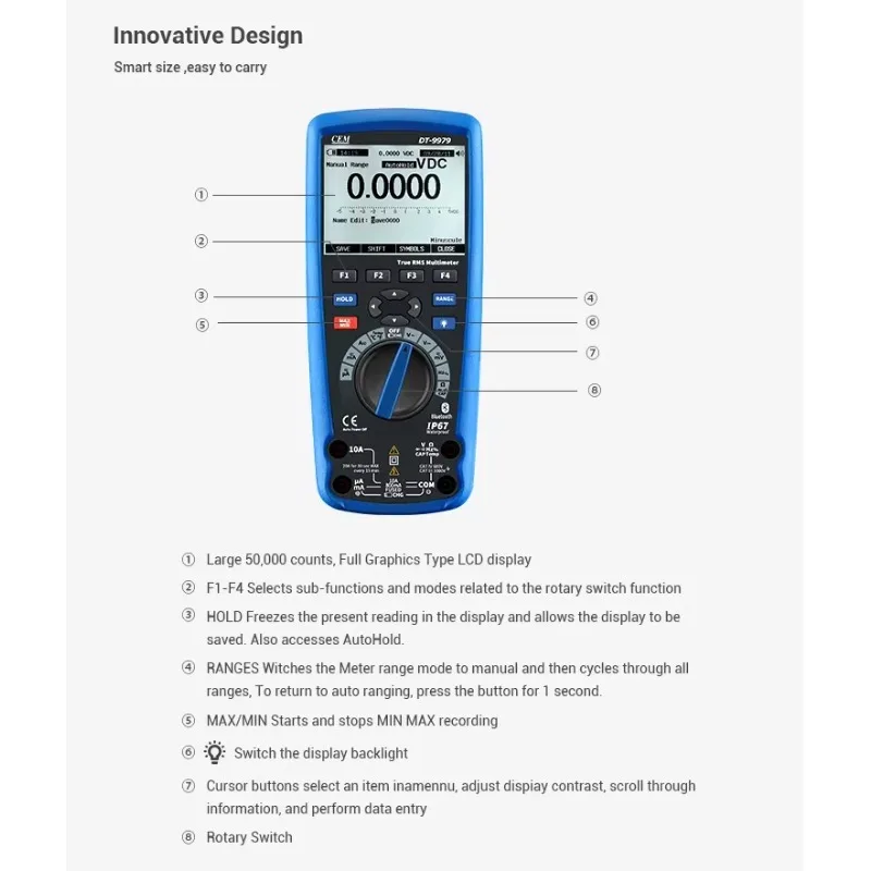 

Hot Sale CEM DT-9979 True RMS Industrial Digital Multimeter With 50,000 Counts Record Data Of Signals Review Trend Capture Curve