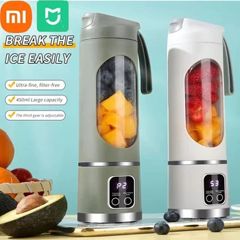 Xiaomi-exprimidor de frutas de 450ml, 8 cuchillas, 3 velocidades, licuadora portátil recargable por USB, trituradora de hielo para batidos y batidos, taza exprimidora