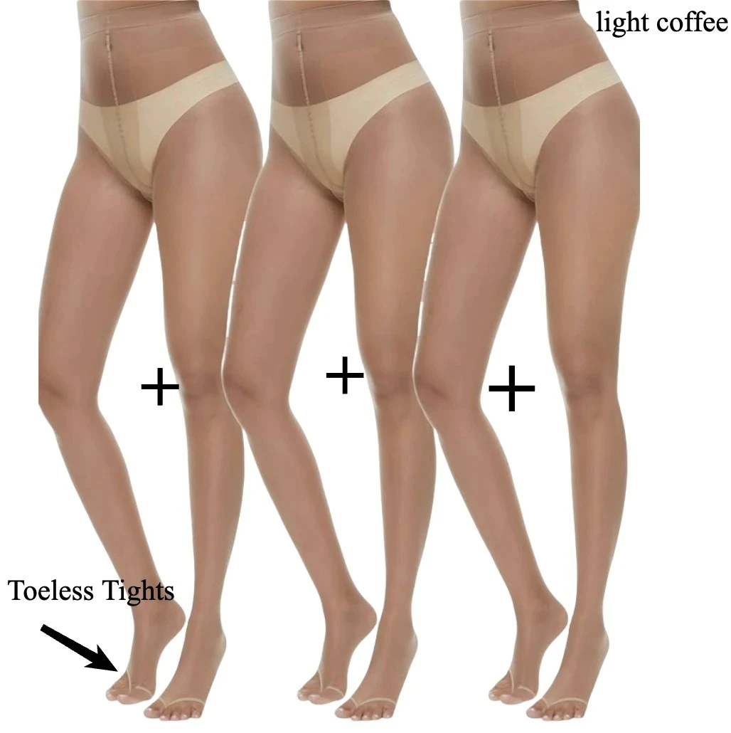 

shengrenmei 3Pcs/set Toeless Pantyhose Women's T Closed Crotch Tights Sexy sheer Thigh High Bodystockings medias calcetines