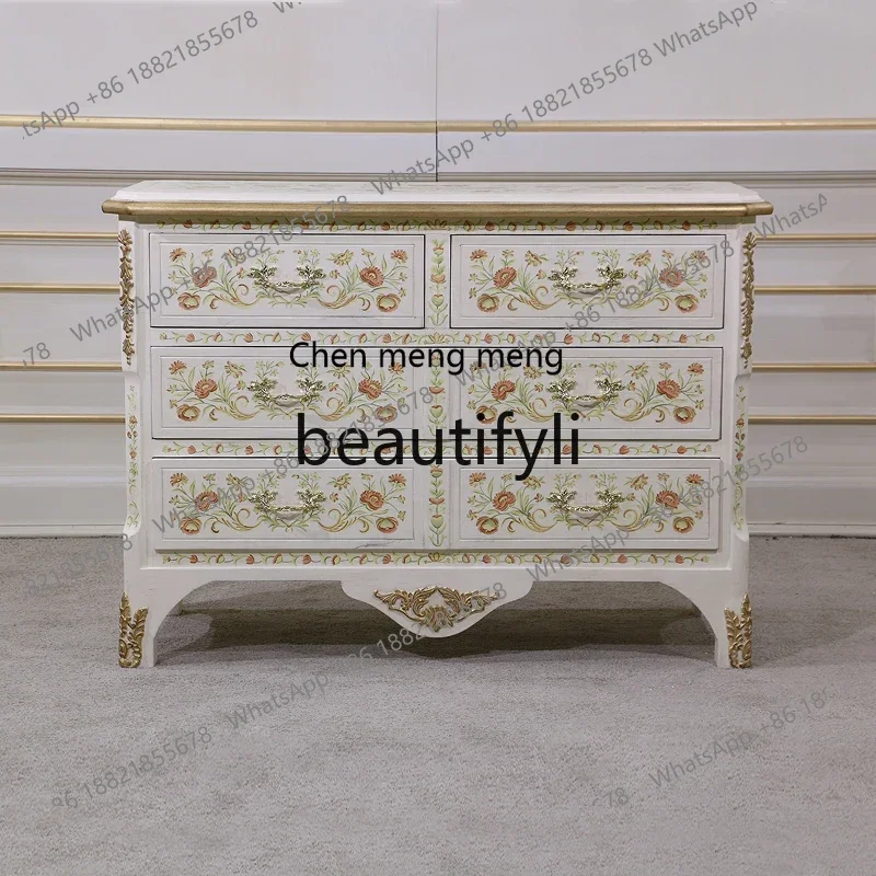 European solid wood, American retro cabinet, bedroom drawer cabinet, painted storage, locker against the wall cabinet6220
