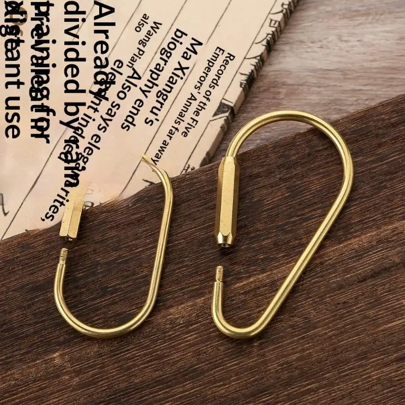 Messing-Schlüsselanhänger mit Schloss D-Schlüsselkette Goldfarben Camping-Karabiner Überlebensausrüstung – Detail 3