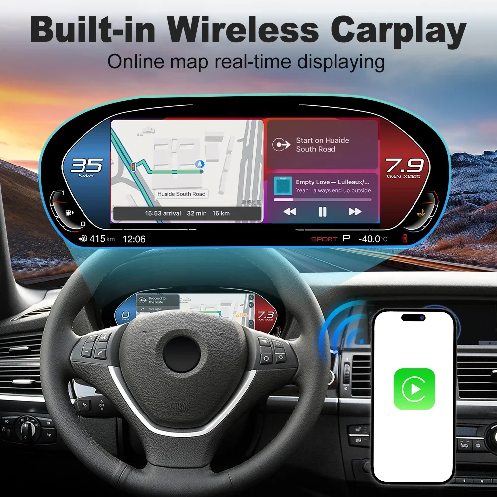 For BMW X5 E70 X6 E71 2006-2013 12.3Inch Linux Digital Cluster Anti-glare LCD Dashboard Speedometer Virtual Cockpit Instrument
