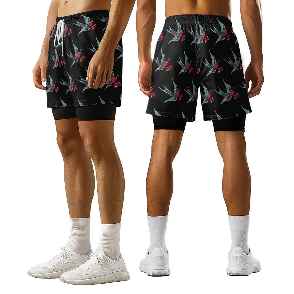 

2024 New original design Cherry Skull Bird Summer 3D Premium Print casual trend sports High Street skating camo shorts