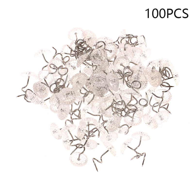 100 Pcs Clear Heads Twist Pins Fastener for Upholstery Blanket Chair Sofa Fixing Decorate Pins Repair Loose Drapery Pins