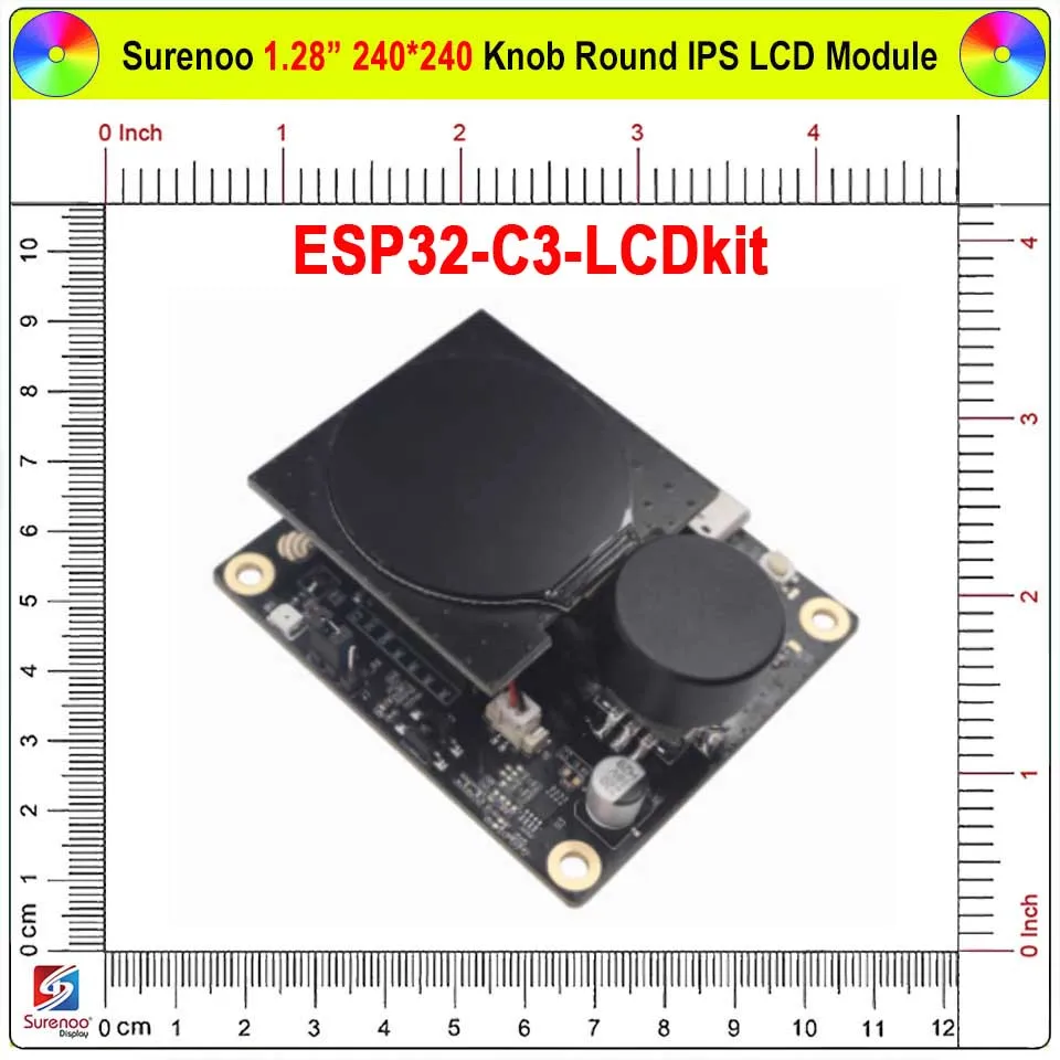 Perilla giratoria Circular redonda de 1,28 pulgadas, 240x240, IPS ESP32-C3, HMI, UI, módulo LCD, Panel de pantalla, tecla de interruptor para 2. °