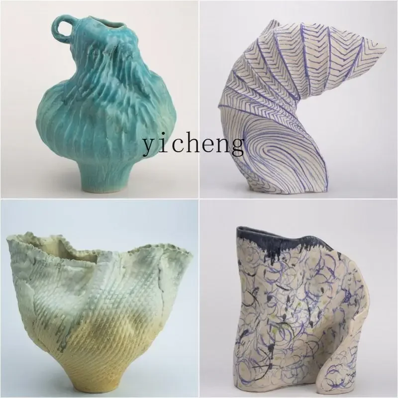 D21 Sichuan Glazed Ceramic Vase Guest Restaurant B & B Tea Room Medieval Pottery Pot Flower Ware Dining Table