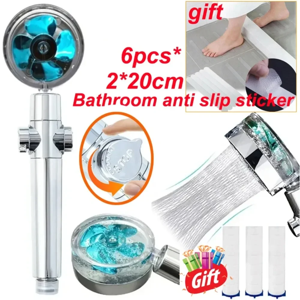 2022 Bathroom Shower Head Pressurized Water Saving Flow 360 With Small Fan Filter Degrees Rotating Spray Nozzle Impurity