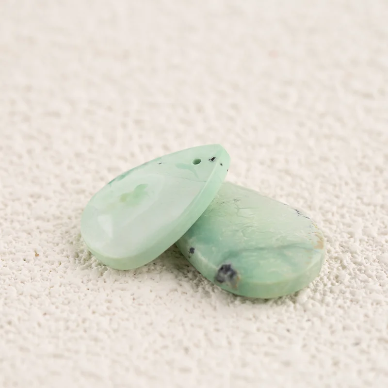 Green Grass Turquoise Drop shape Charms Jewelry Earrings Beads for Jewelry Handmade Natural Jewelry 26x15x4mm 4.7g