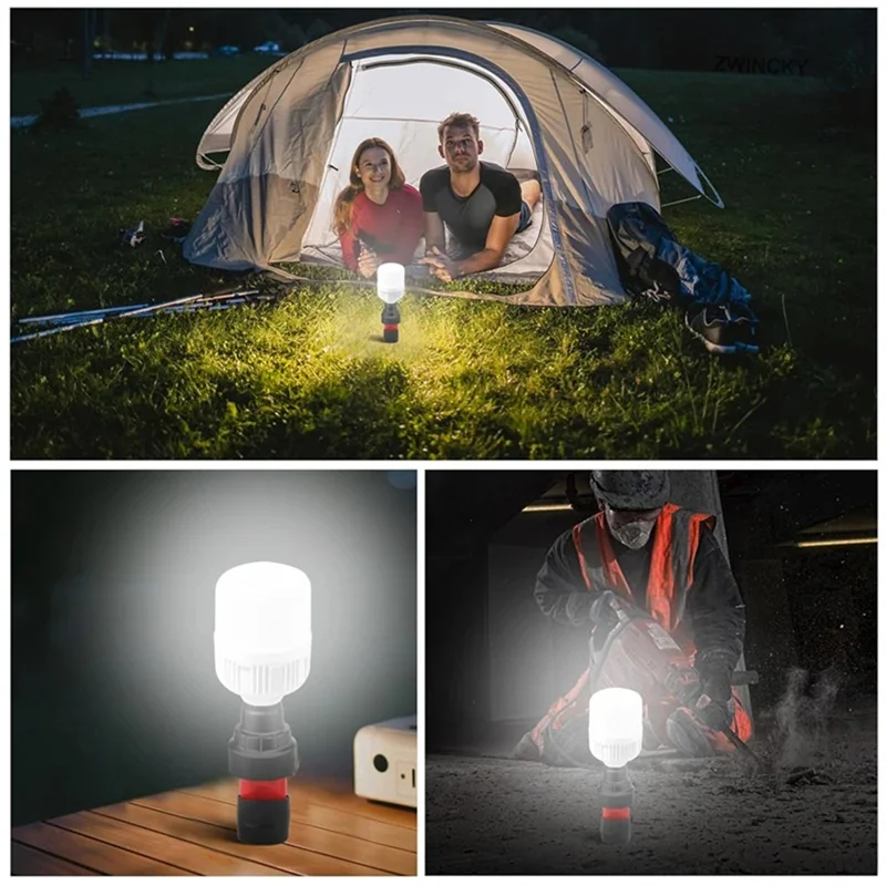 THIVN-Protable Flashlight Flood Light For  12V Li- Battery E27 Light Bulb Socket Adapter Spiral Emergency Light Adap