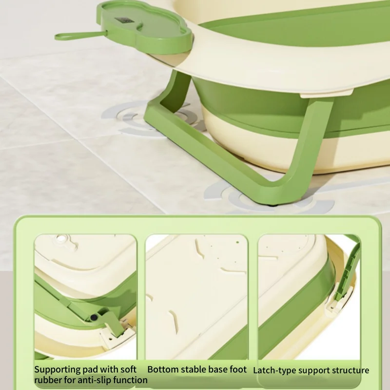 حوض استحمام يستشعر درجة حرارة الطفل - حوض استحمام كبير الحجم قابل للطي للأطفال للجلوس أو الاستلقاء - مستلزمات حمام الأطفال حديثي الولادة