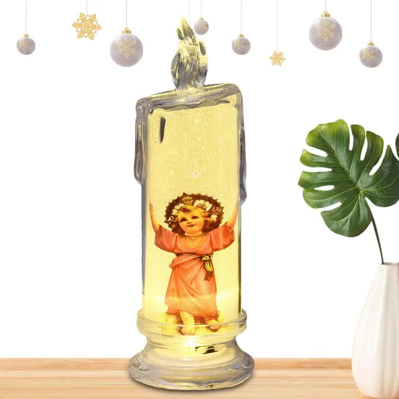 Jesus Catholic Christian Religious Ceremony Virgin Electronic Flameless LED Devotional Prayer Candles Light Religious Decoration