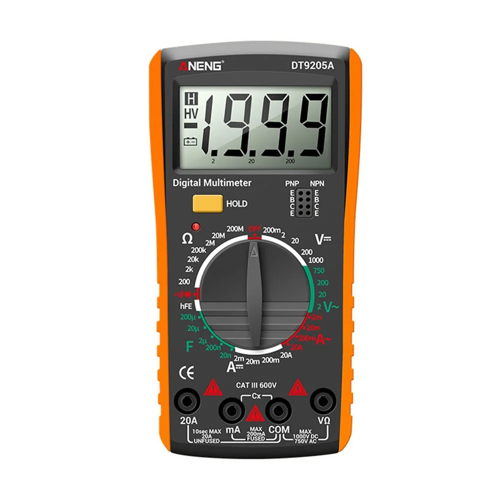 DT9205A Anti Burning Digital Multimeter with Enhanced Protection Easy Measurement Silicone Sheath Automatic Shutdown