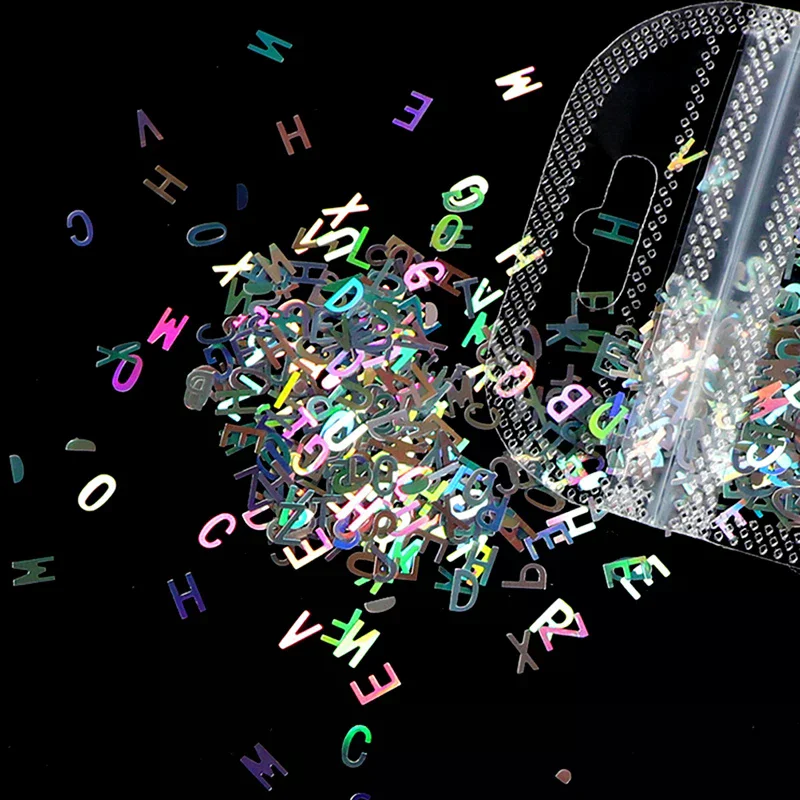 5bag Alphabet Holographic Laser- Letters Chunky Glitter Epoxy Resin Festival Chunky Letters Mixed Sequins 5 Colors