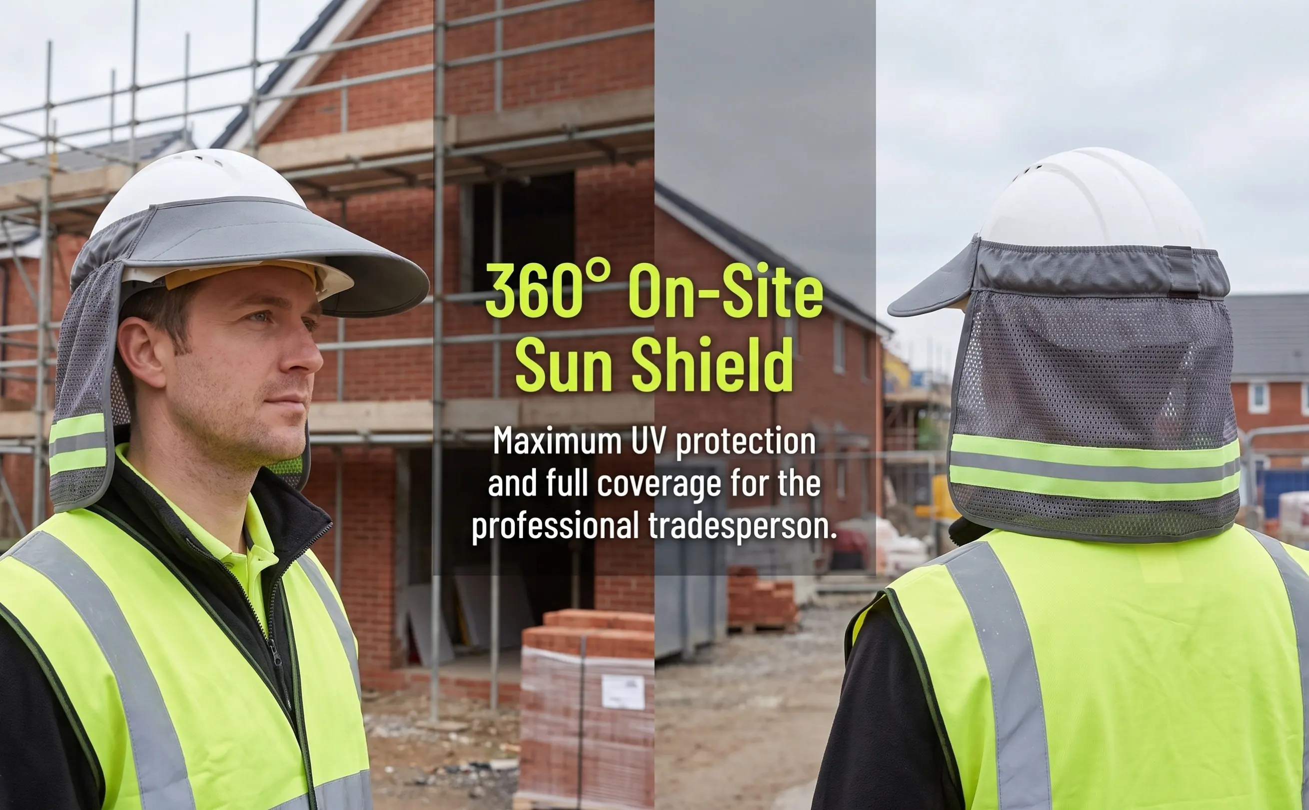 Hard Hat Sun Shade Full Brim Foldable Sunshade Head Cover Breathable Mesh Sun Protection for Construction Outdoor Work