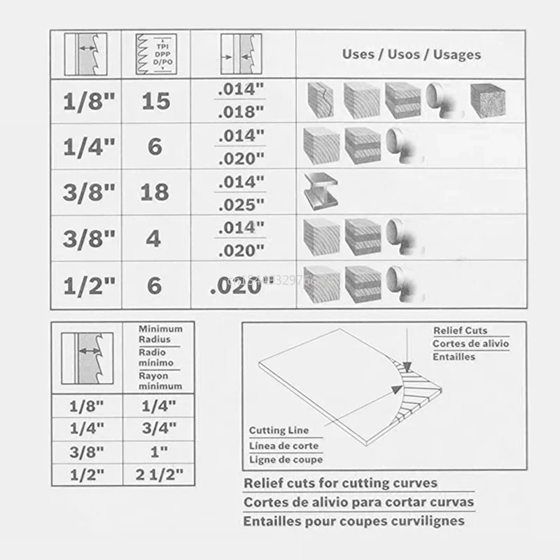 Lâminas de serra de carbono, Acessórios para madeira, TPI 1425x6.35x0.35mm, 3 peças, 4mm, 6mm, 10mm, 14 lâminas de serra