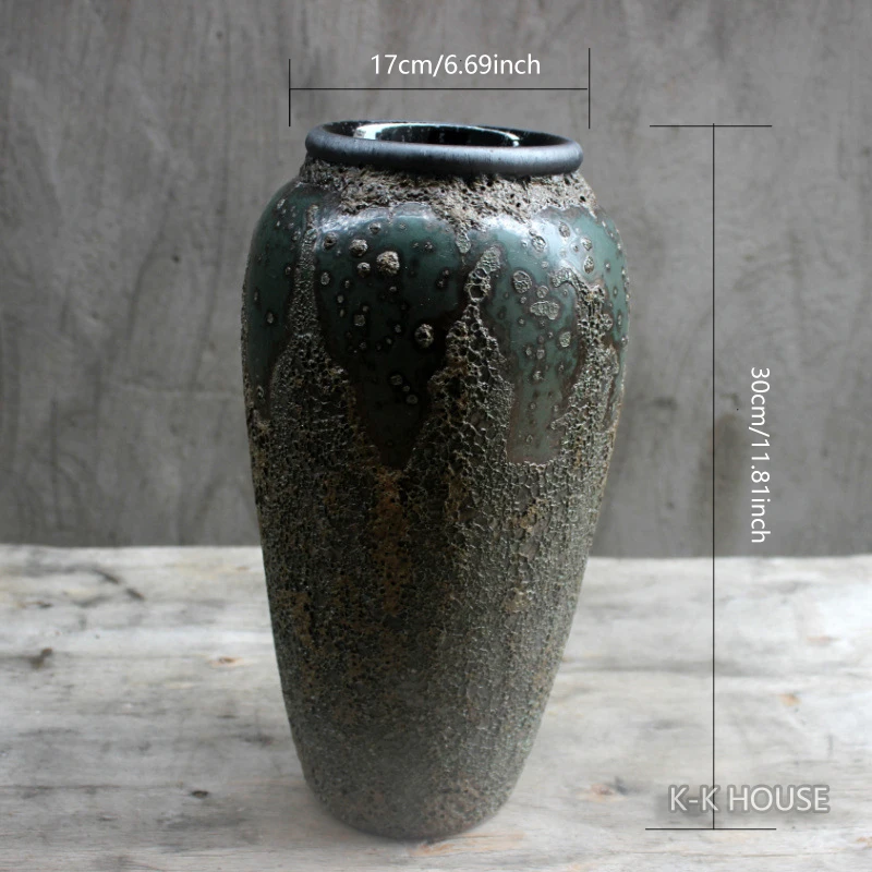 Imagem -06 - Cerâmica Áspera Retro Bancada Vaso Arranjo de Flores Barro Pote Estilo Industrial Criativo Cerâmica Sala de Estar Jingdezhen