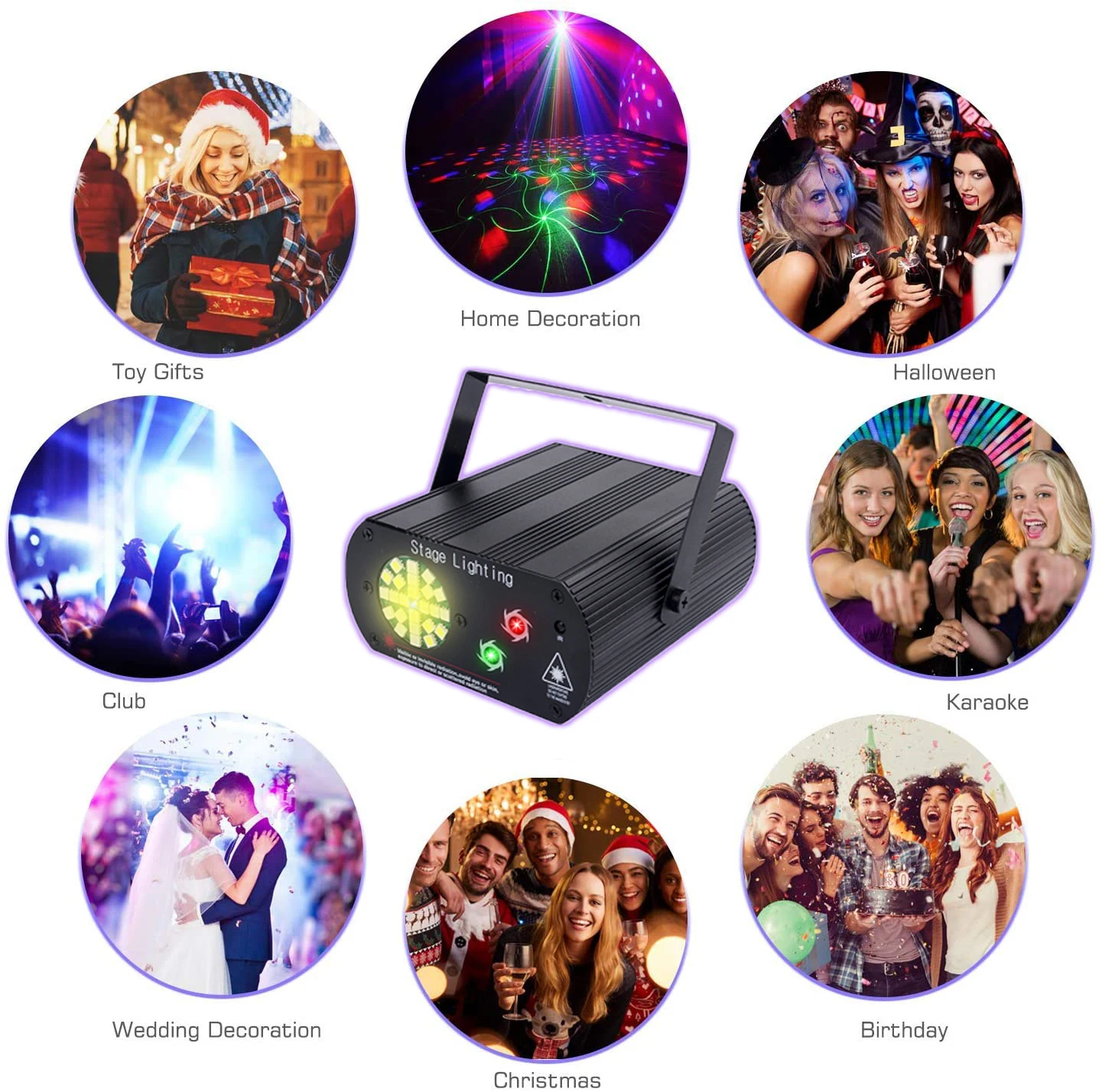 2 IN 1 RGB LED Disco Strobe Light Stage Lights Voice Control Music Laser Projector Light Effect Lamp For Party Dance Floor Show