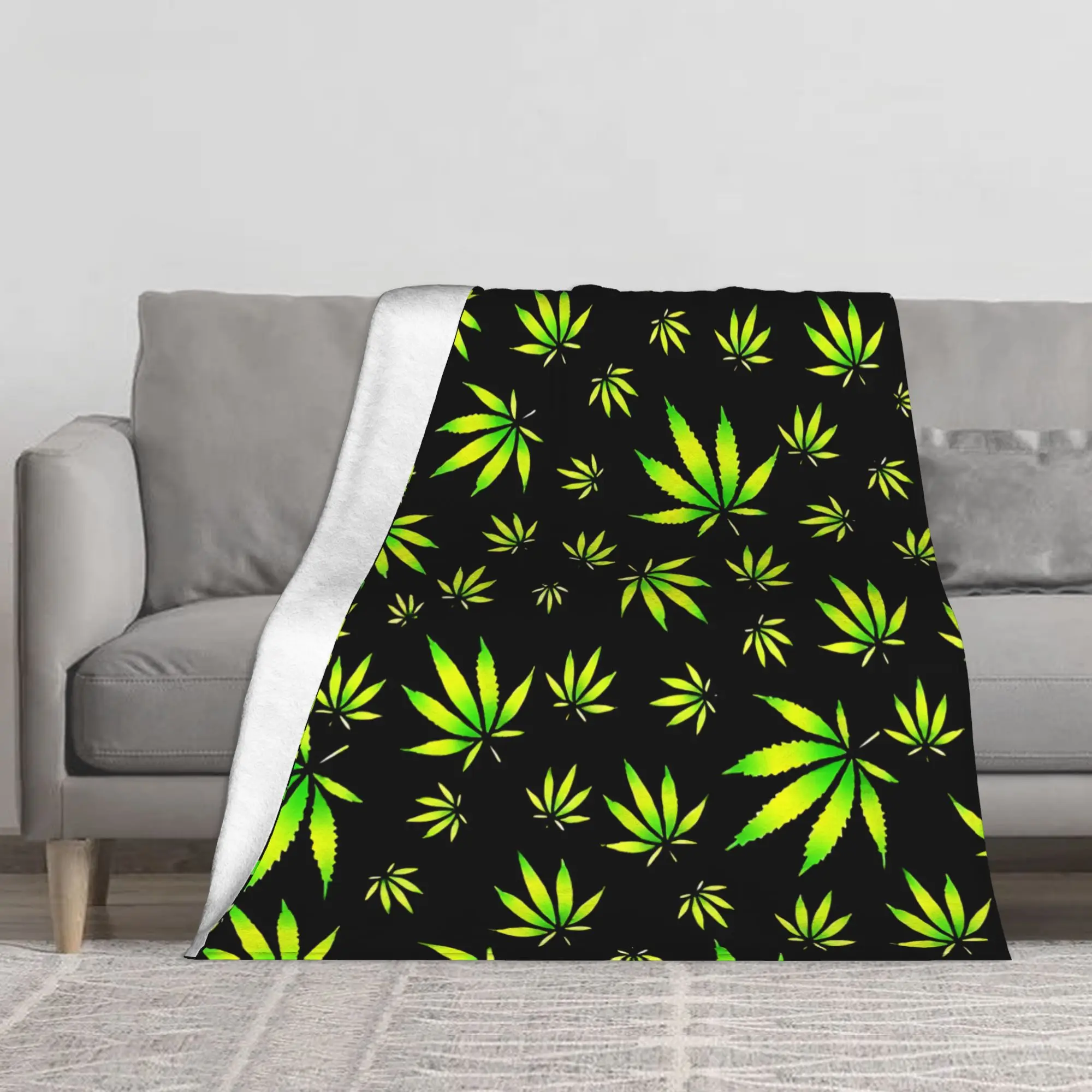 1PC High Times Green Leafs Blanket Throw Blanket Novelty Warm Blanket All Season Gift