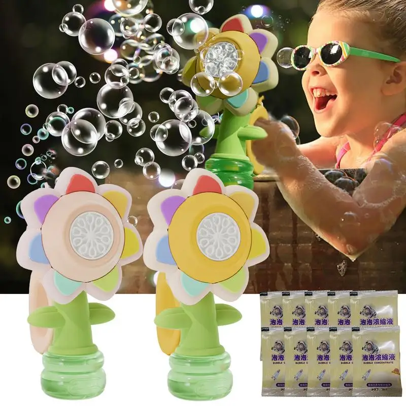 

Bubble Blowing Machine LED Sunflower Shape Bubble Blower For Kids With Bright Lights Kids Toddlers Soap Bubble Maker Summer Toys