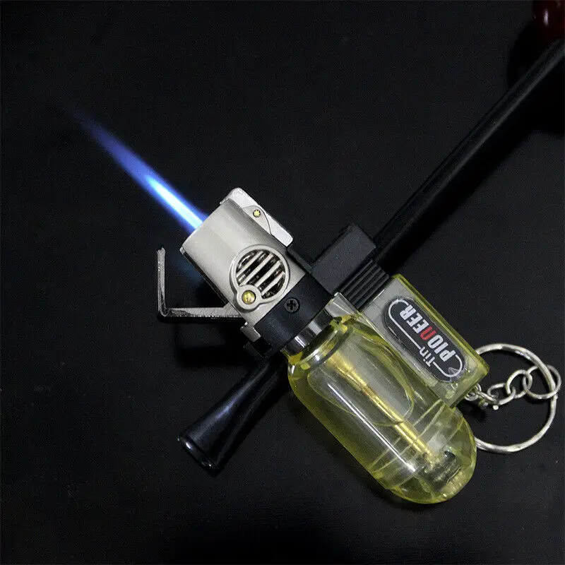 5 pcs/lot Mini Gas Lighter Windproof Blue Flame Jet Torch Lighters with Keychain