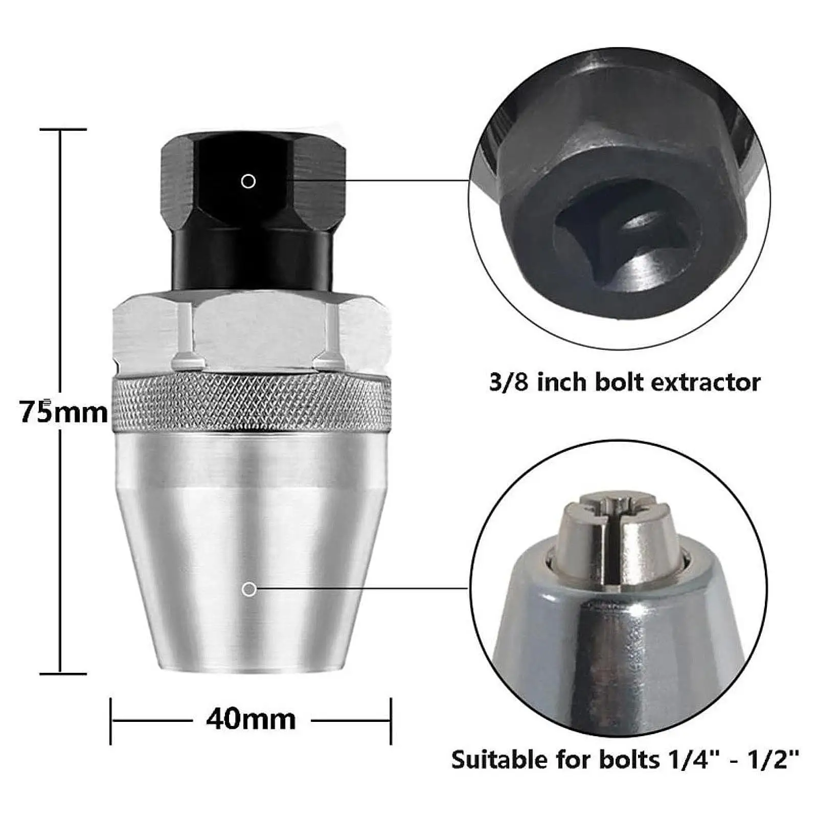 Damaged Bolt and Stud Extractor 3/8 Inchdrive Broken Stud Remover for 6mm-13mm Rounded Studs Waste Tight Bolts Rusted Studs