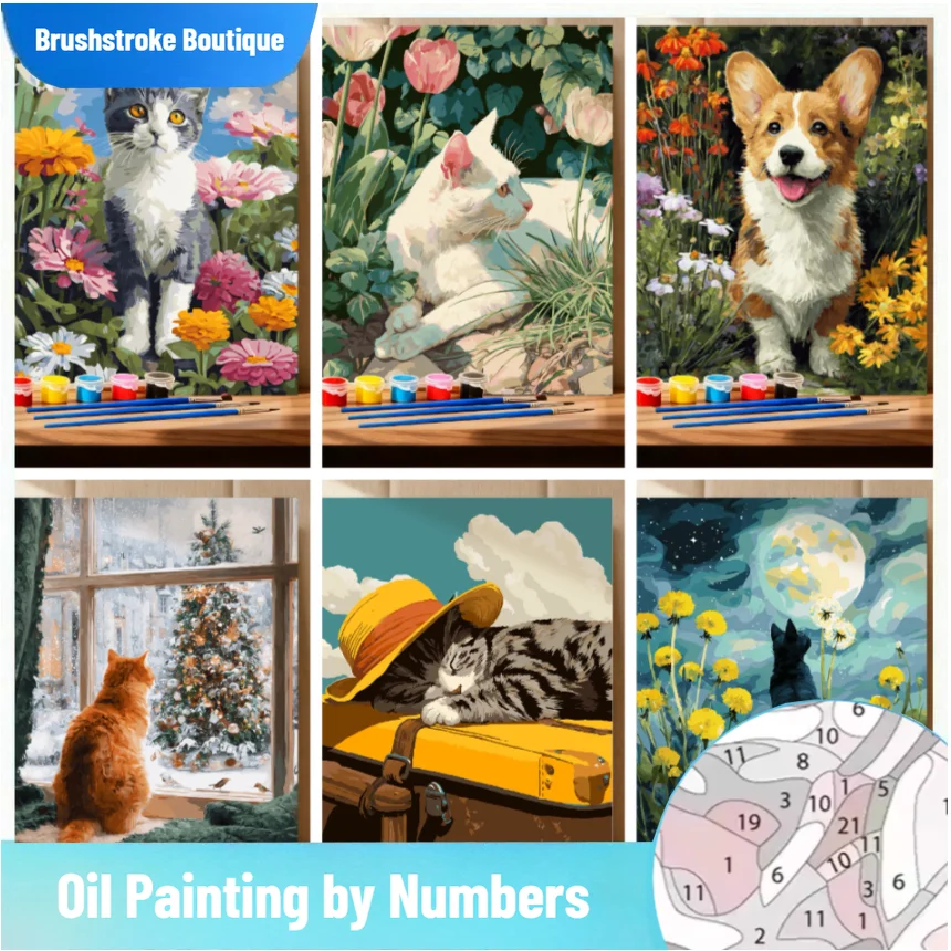 

Картина по номерам, масляная краска по номерам для взрослых животных, сделай сам, настенная живопись, цифровая картина на холсте, домашний декор ﻿