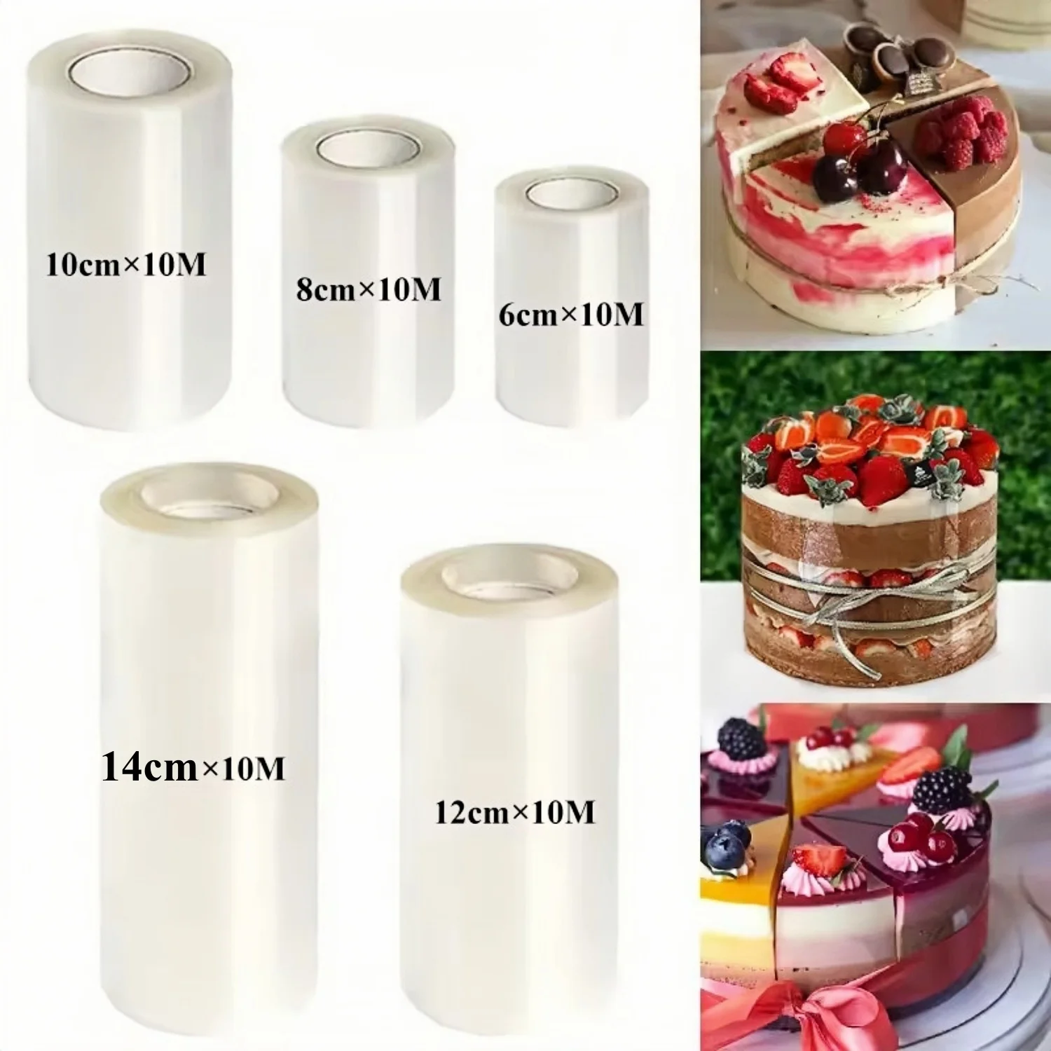 10M Cake Collars Transparent Mousse Cake Surround Film Acetate Cake Collar DIY Chocolate Cake Decor Tool Dessert Sheet Strip