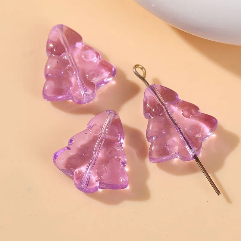 20Pcs Glass Christmas Tree Beads Transparent Color Czech Lampwork Loose Beads For Jewelry Making DIY Bracelet Necklace 15*16mm