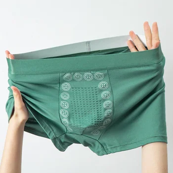 Boxershort Voor Heren 3a Grafeen Antibacterieel Ijs Zijde U-Vormige Verhoogde Tas Ondergoed Massagedeeltje Ademend Ondergoed