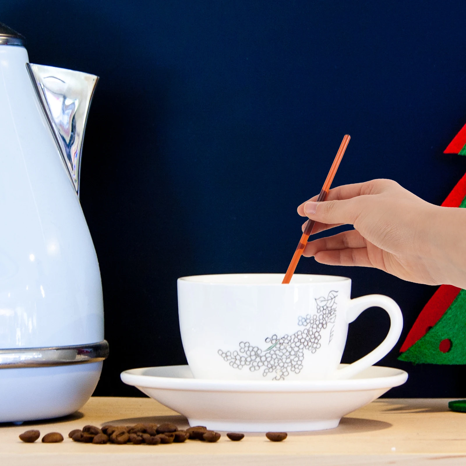 

Glass Coffee Spoon Clear Colored Long Handle Stirring Rod Creative Mixing Spoon Milk Tea Dessert Glass Flatware