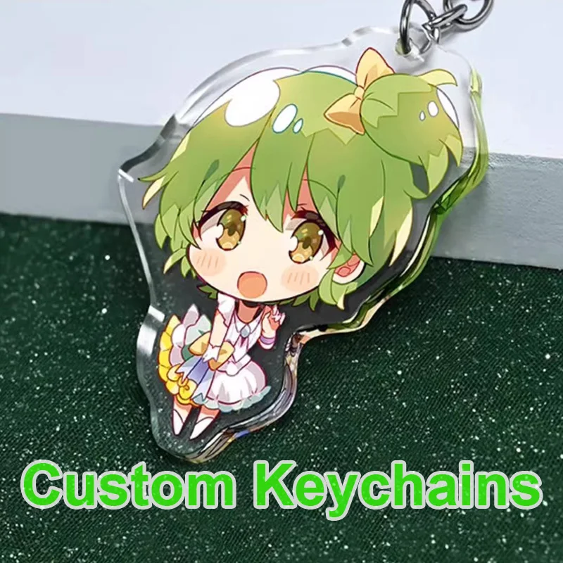 Custom Keychain Clear Acrylic Charm Cartoon Anime Customized Photo Holographic Cute Design Epoxy Star Film Key Chains For Gifts