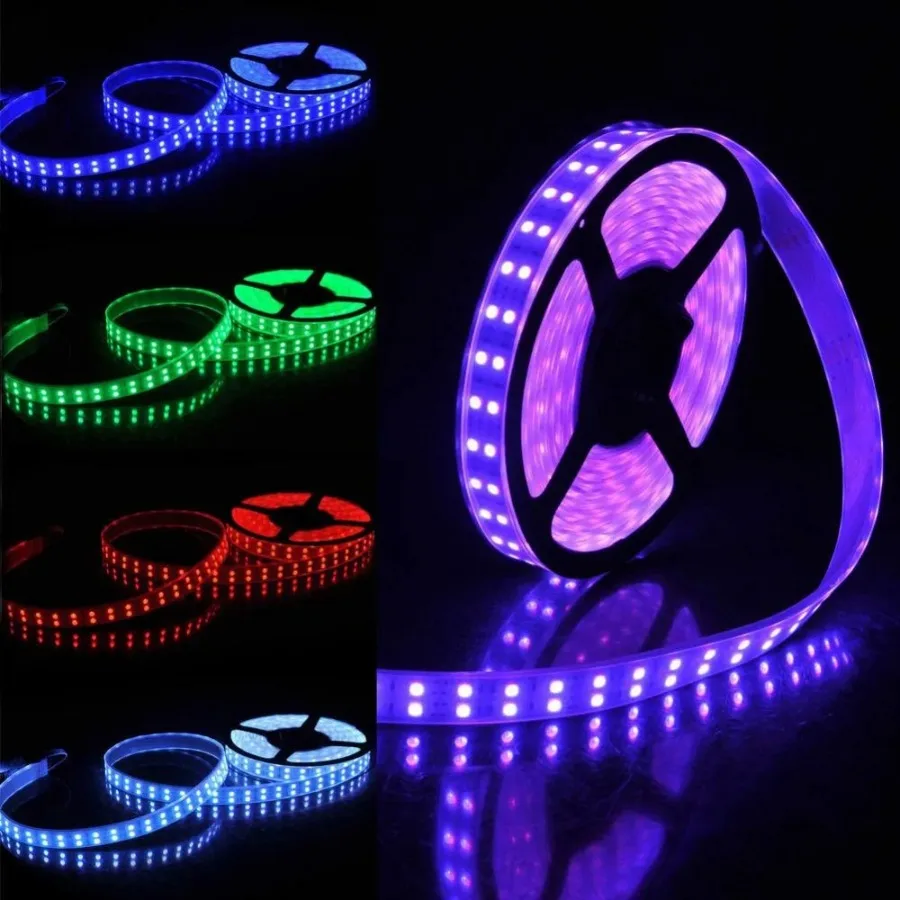 50m Waterproof Double Row White LED RGB Strips 5M 5050SMD 600LEDs RGB LED Strip Light 5M Led Flexible Strip