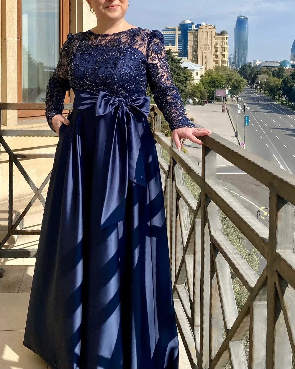 

Customized Simple Charmeuse Pleat Sequined Bow A-line O-Neck Long Evening Dresses Luxury 2025 Fashion Chinese Style