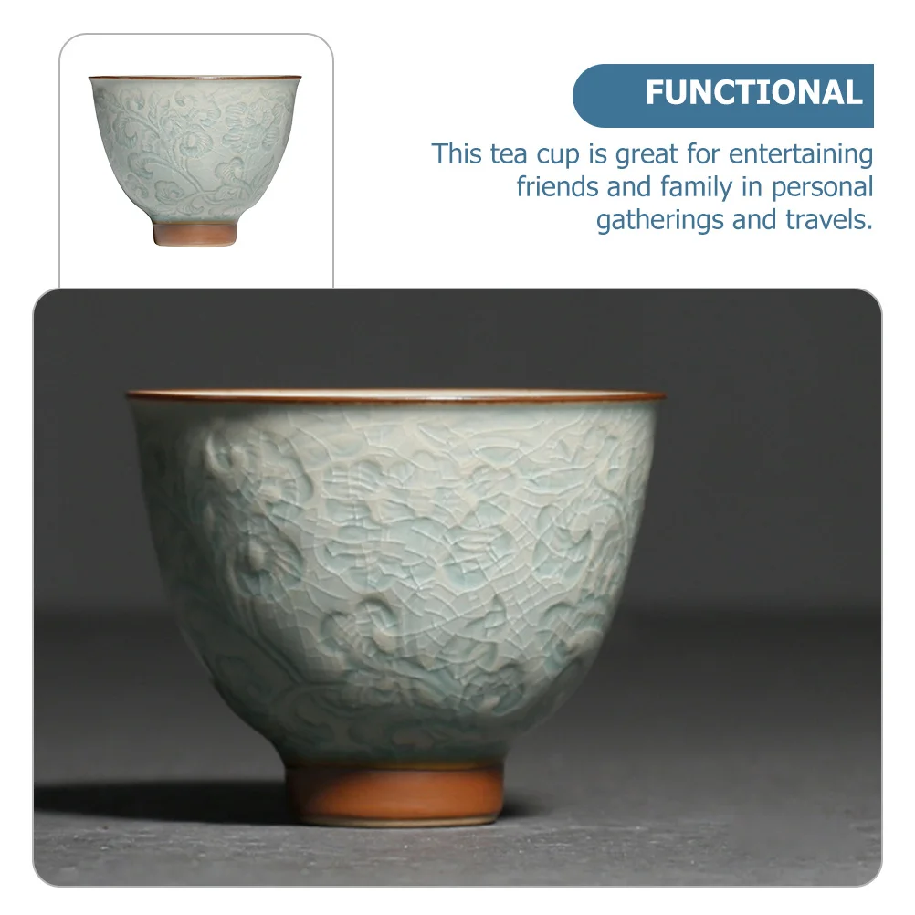 

1Set Embossed Tea Cup Ceramic Smooth Texture Comfortable Touch Fine Craftsmanship for Kung Fu Tea Brewing Simple Elegant Design